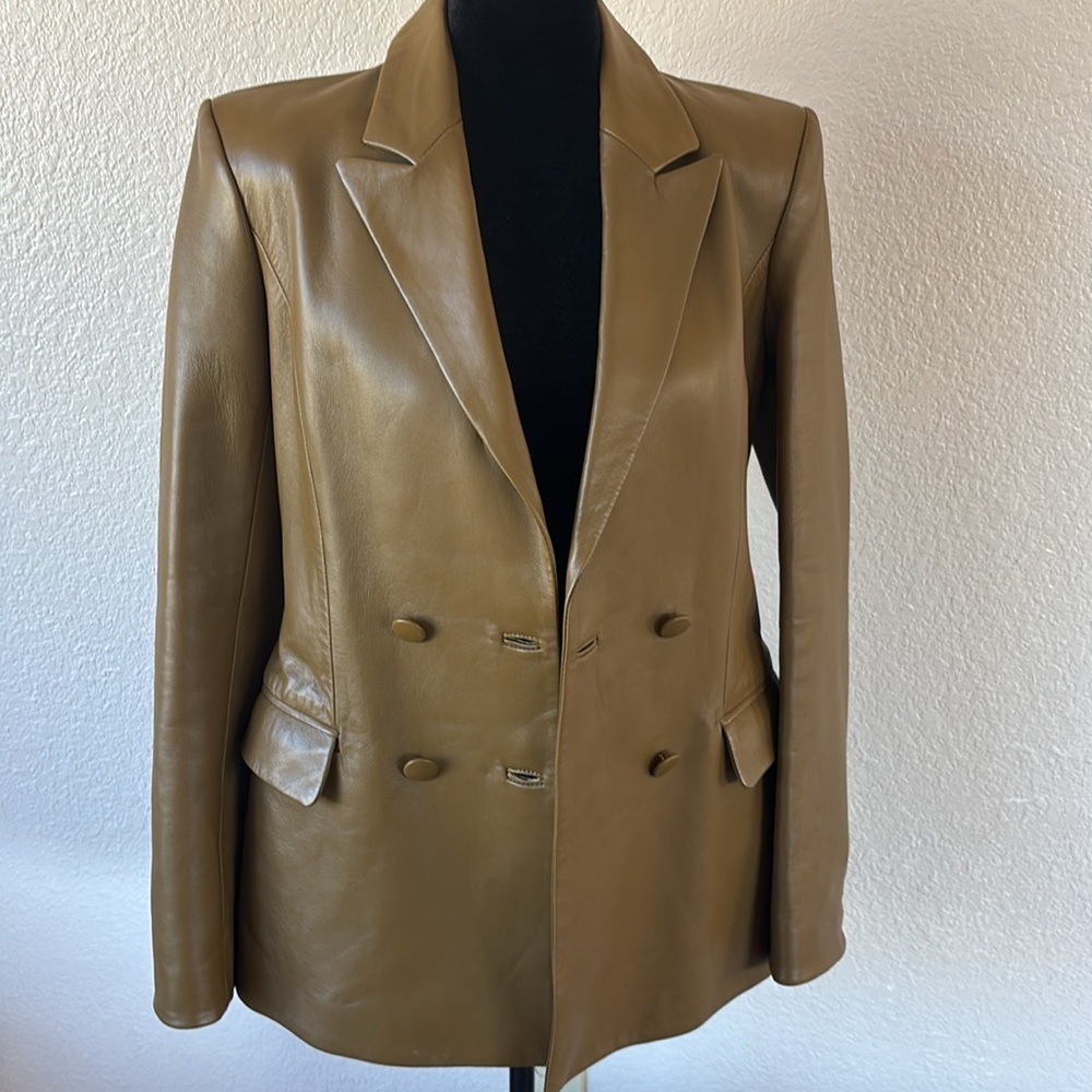 2013 100% Authentic OFF-WHITE Virgil Abloh Leather Blazer Jacket Military Green - Picture 12 of 16